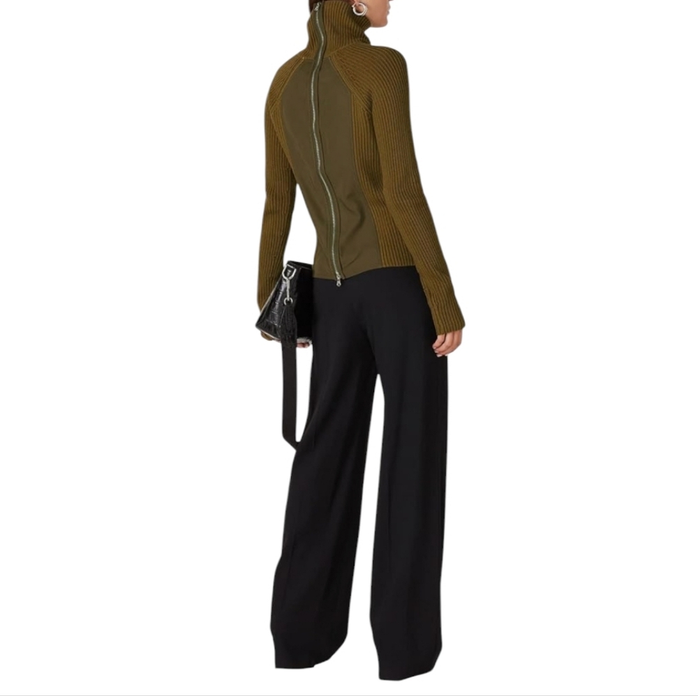 KF/KAUFMANFRANCO | Green Back Zip Turtleneck Sweater in Size Small